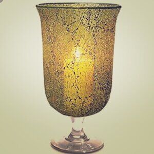 PARTYLITE Siena Hurricane Lamp Pear Green with Tealight Tree Black EUC NLA